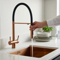 Pure.Sink Elite Steel Flex 3-way PVD copper kitchen faucet with flexible spout and Filtered Water PS8110-62